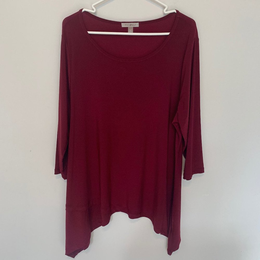 ROZ & ALI MAROON TUNIC SIZE  WOMENS 2X